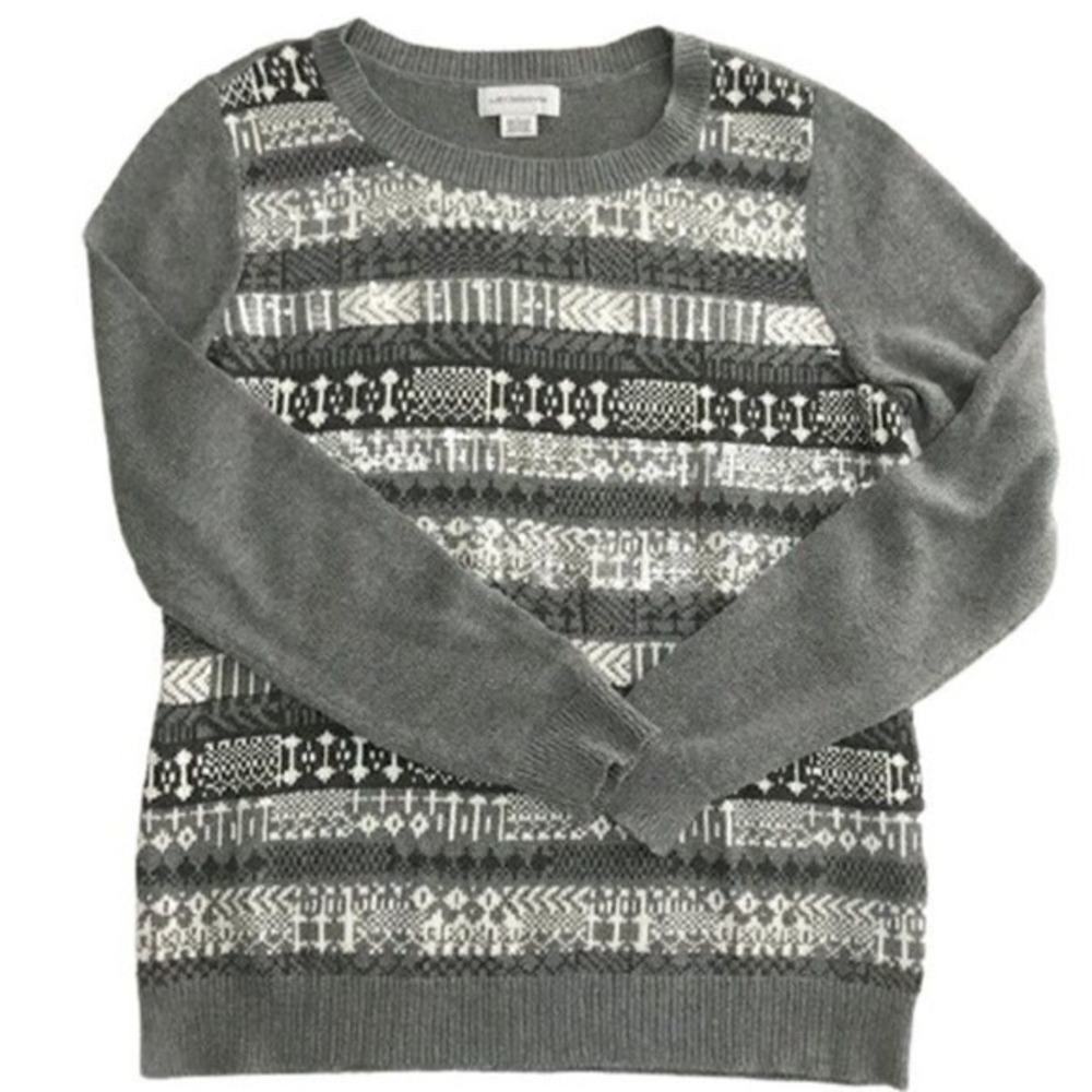 Liz Claiborne Sequin Gray Sweater‎ Size Large